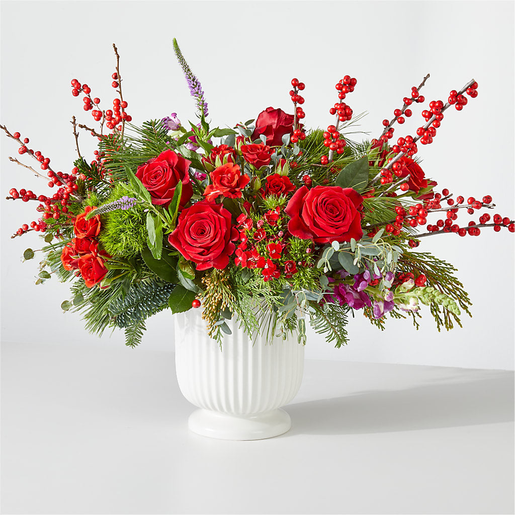Big Red Bow Bouquet – Oliverios Florist, Bridgeport WV