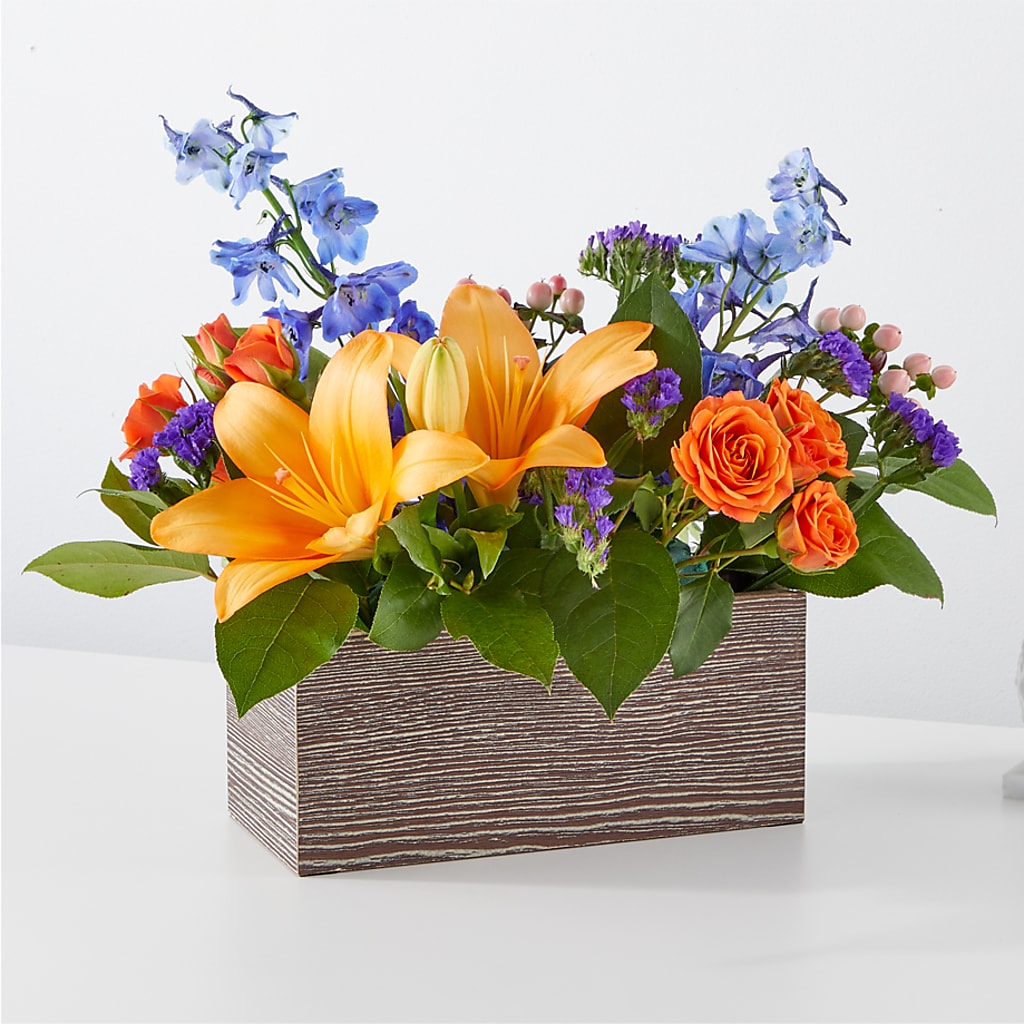Radiant Citrus Box Bouquet – Oliverios Florist, Bridgeport WV