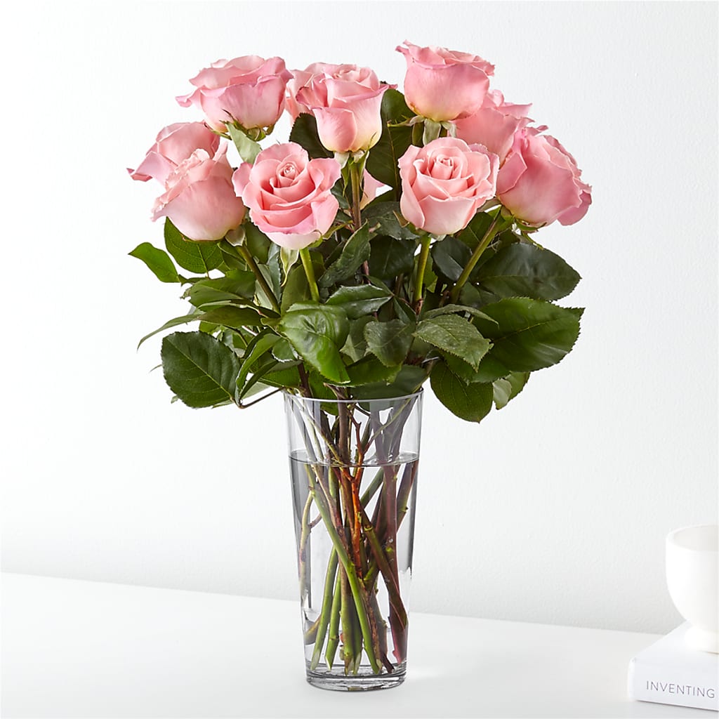 Long Stem Pink Rose Bouquet – Oliverios Florist, Bridgeport WV