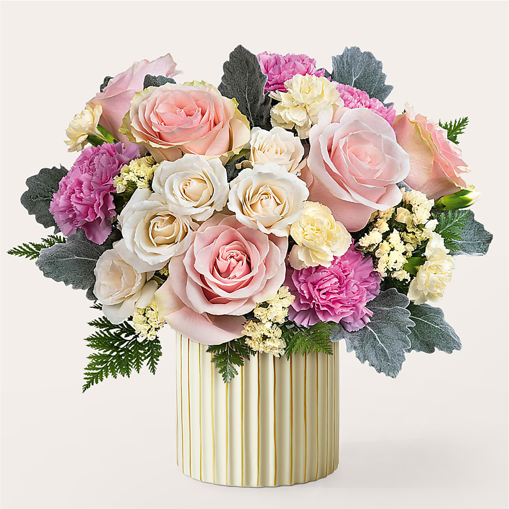 Blissful Moments Bouquet with Ivory Vase – Oliverios Florist, Bridgeport WV