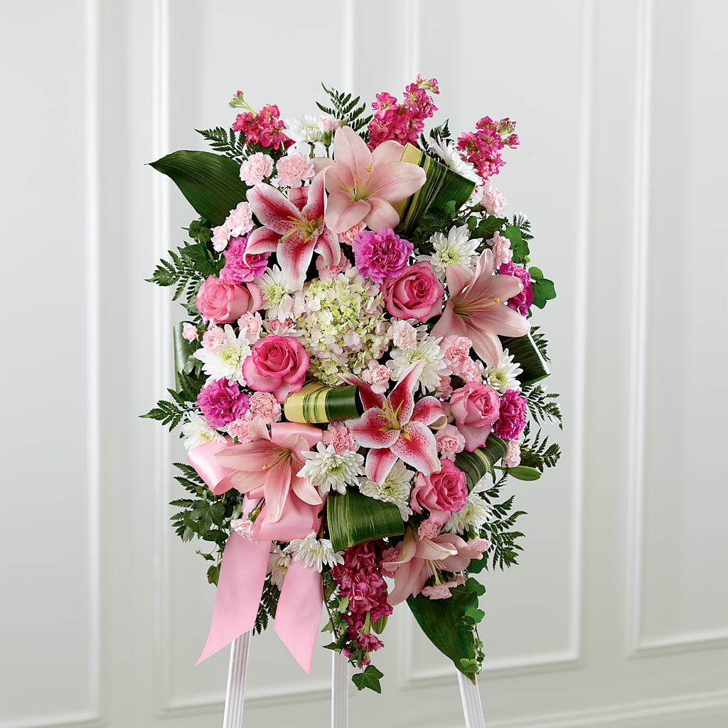 Comforting Standing Spray – Oliverios Florist, Bridgeport WV