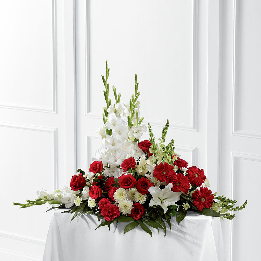 Crimson & White Arrangement – Oliverios Florist, Bridgeport WV