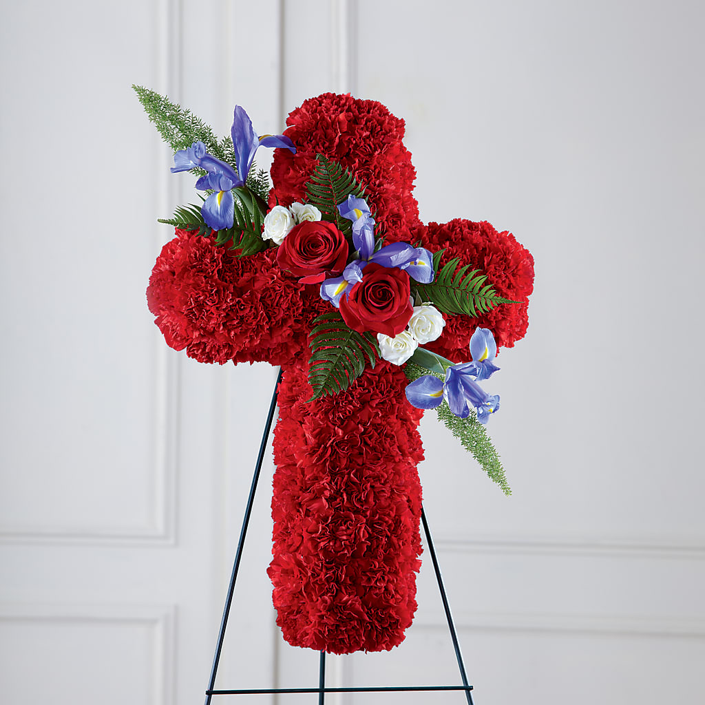 Faithful Hero Floral Cross – Oliverios Florist, Bridgeport WV