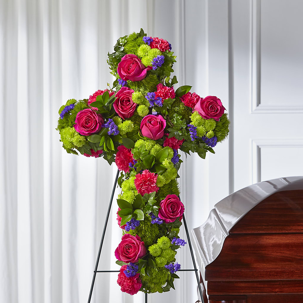 Tribute Rose Floral Cross – Oliverios Florist, Bridgeport WV