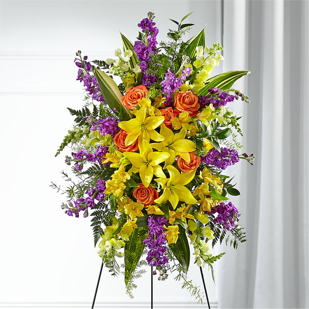 Thoughtful Prayers Standing Spray – Oliverios Florist, Bridgeport WV
