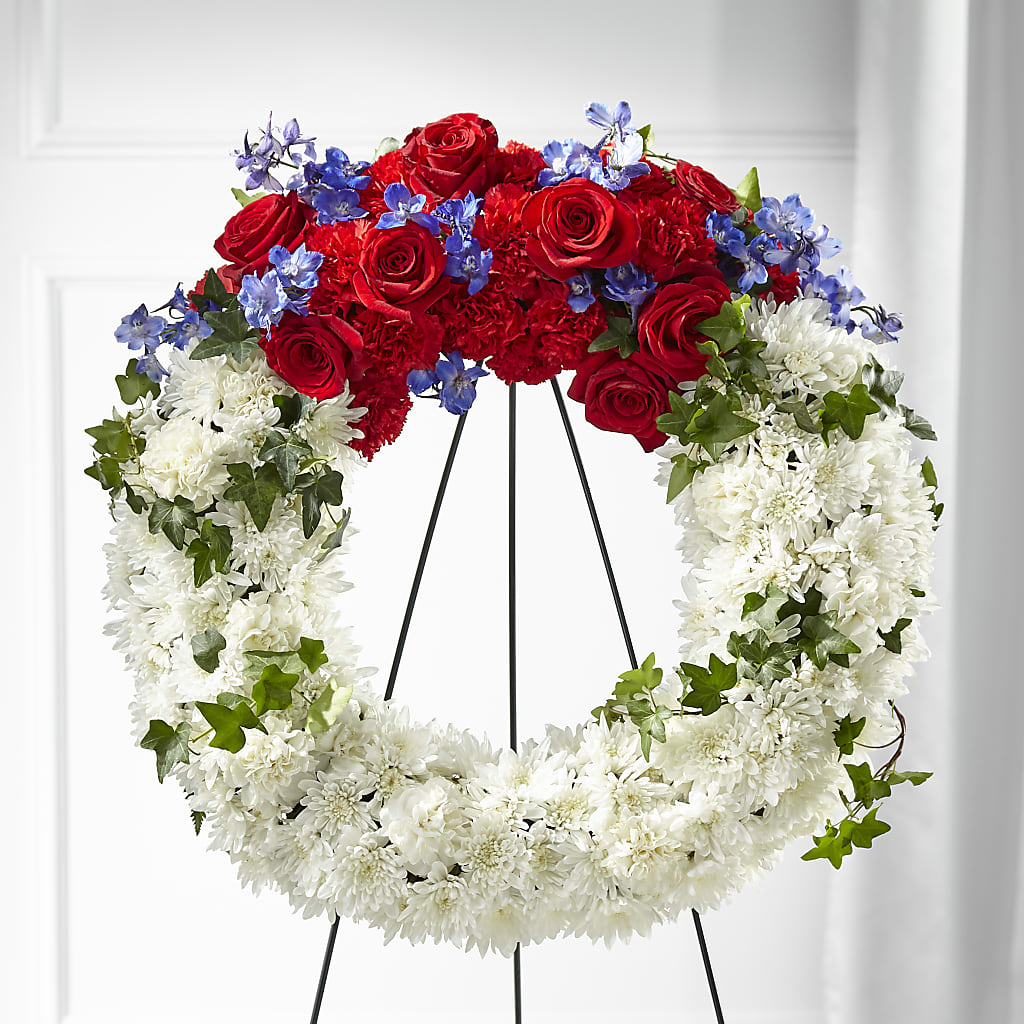 Patriotic Passion Wreath – Oliverios Florist, Bridgeport WV