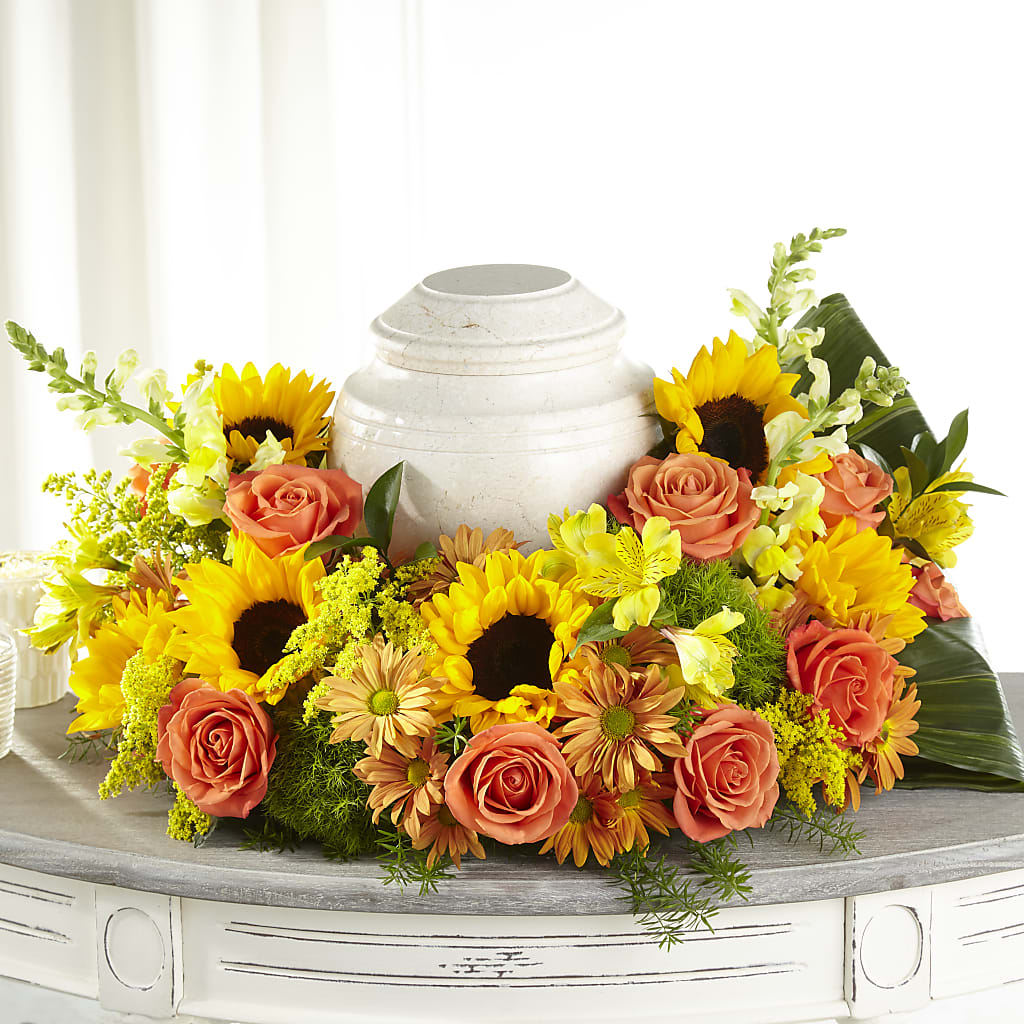 Faithful Sunflower Cremation Adornment – Oliverios Florist, Bridgeport WV