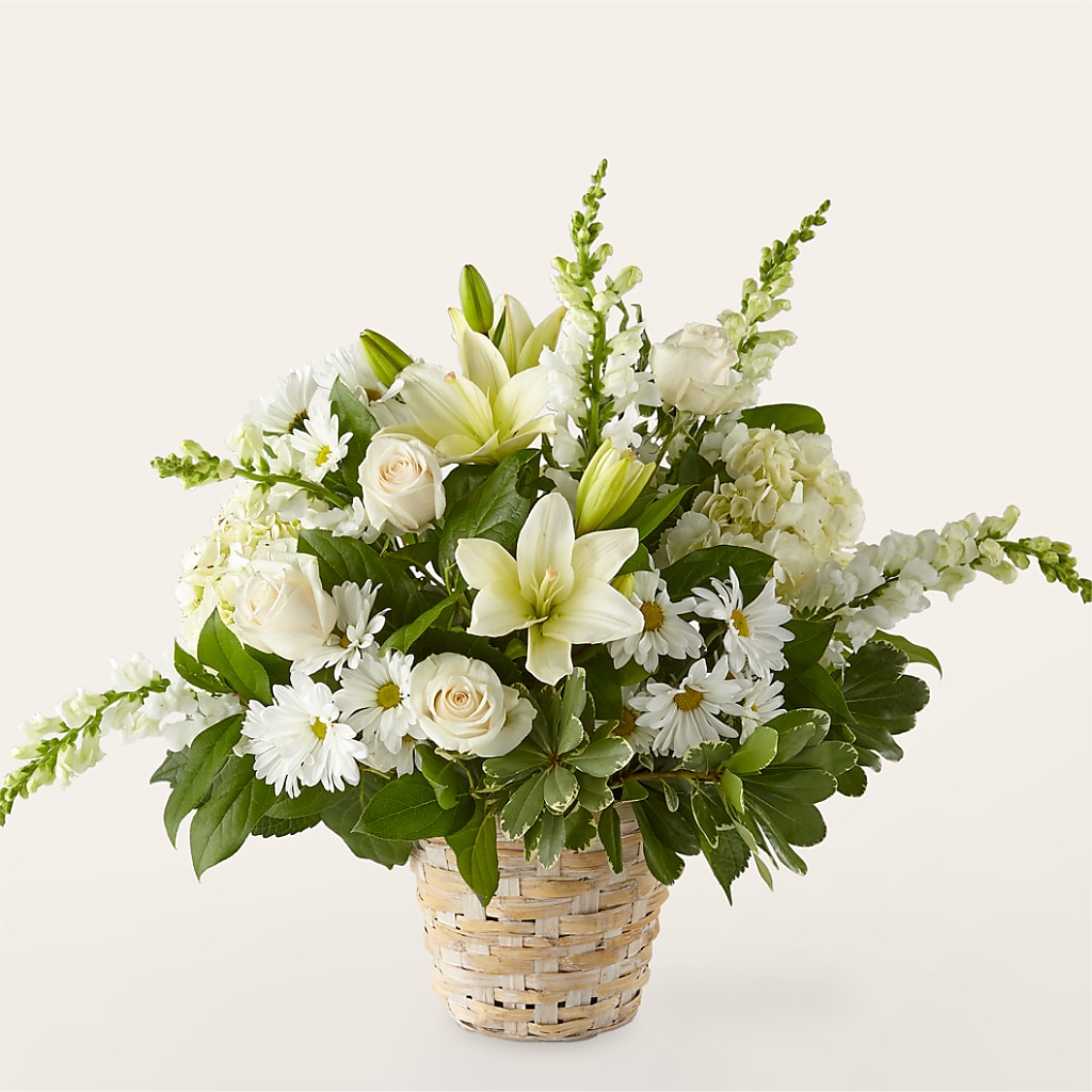 Ivory Elegance Floral Basket – Oliverios Florist, Bridgeport WV