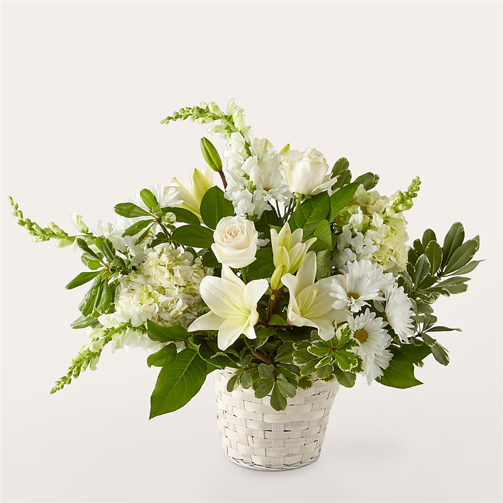 Ivory Elegance Floral Basket – Oliverios Florist, Bridgeport WV