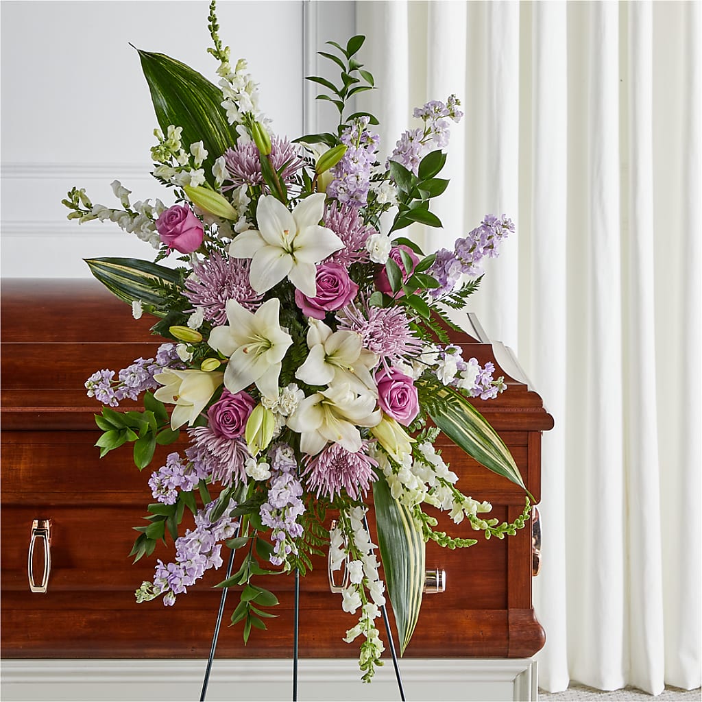 Grateful Hearts Standing Spray – Oliverios Florist, Bridgeport WV