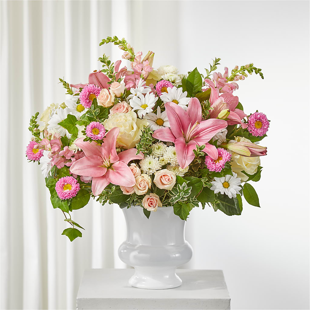 Empathetic Blooms Urn Arrangement – Oliverios Florist, Bridgeport WV