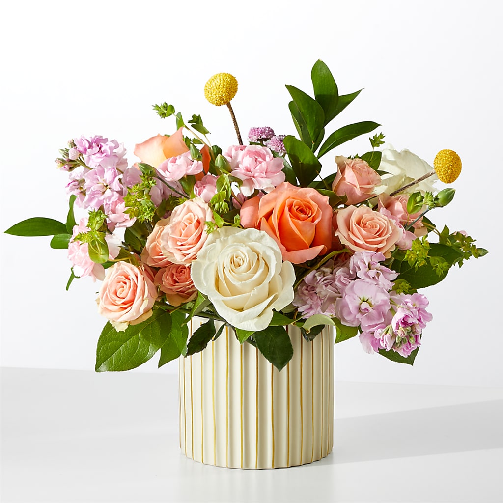 French Market Bouquet with Ivory Vase – Oliverios Florist, Bridgeport WV