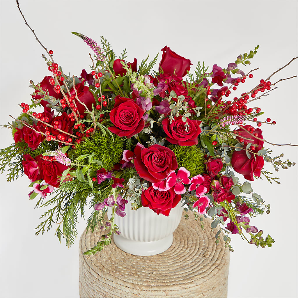 Big Red Bow Bouquet –  Oliverios Florist, Bridgeport WV