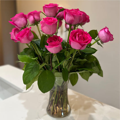 Long Stem Pink Rose Bouquet –  Oliverios Florist, Bridgeport WV