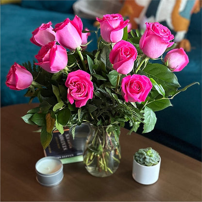 Long Stem Pink Rose Bouquet –  Oliverios Florist, Bridgeport WV