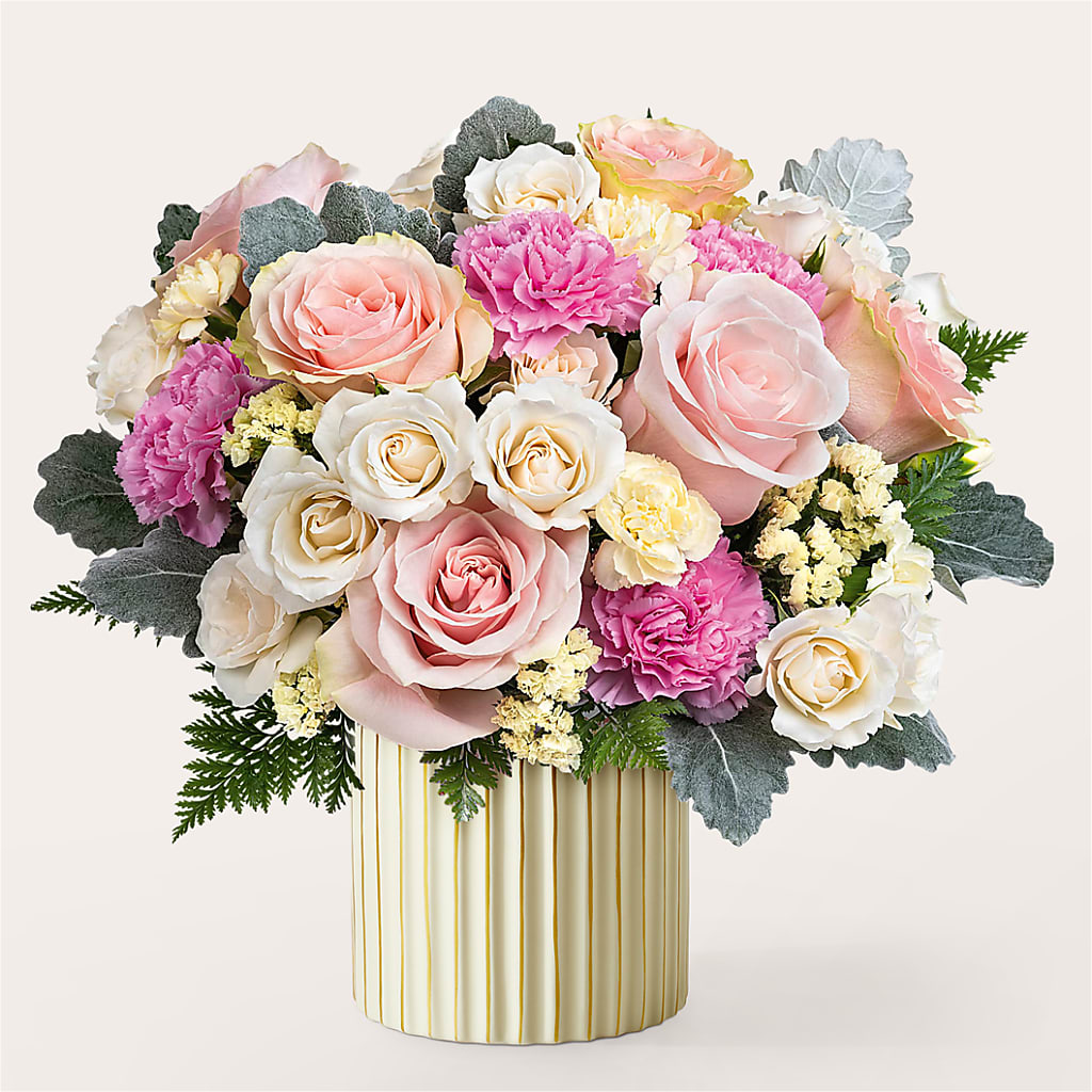 Blissful Moments Bouquet with Ivory Vase –  Oliverios Florist, Bridgeport WV