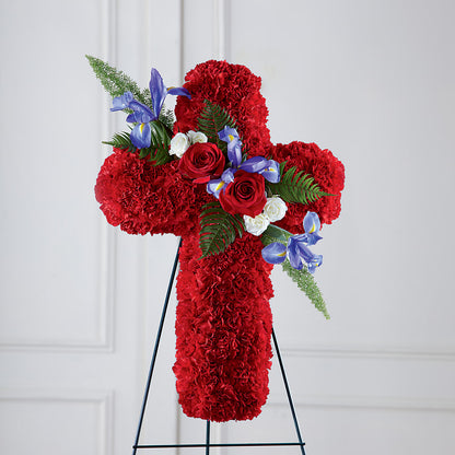 Faithful Hero Floral Cross –  Oliverios Florist, Bridgeport WV