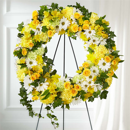 Golden Remembrance Wreath –  Oliverios Florist, Bridgeport WV
