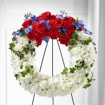 Patriotic Passion Wreath –  Oliverios Florist, Bridgeport WV