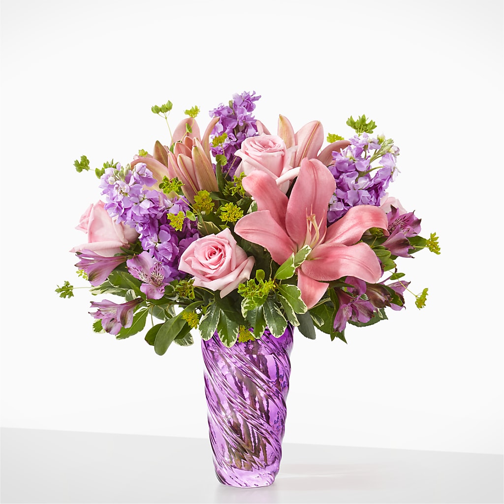 Precious Petals Bouquet with Luxe Swirl Vase –  Oliverios Florist, Bridgeport WV