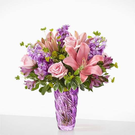 Precious Petals Bouquet with Luxe Swirl Vase –  Oliverios Florist, Bridgeport WV
