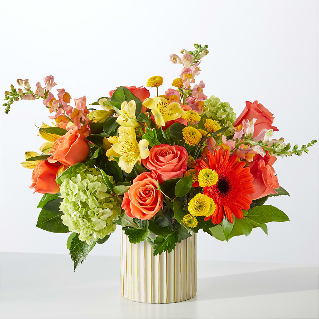 Autumn Sunshine Bouquet with Ivory Vase –  Oliverios Florist, Bridgeport WV