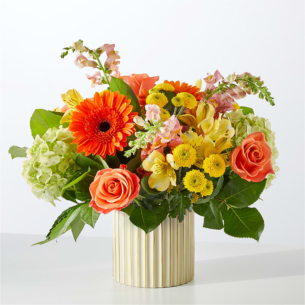 Autumn Sunshine Bouquet with Ivory Vase –  Oliverios Florist, Bridgeport WV