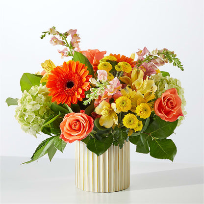 Autumn Sunshine Bouquet with Ivory Vase –  Oliverios Florist, Bridgeport WV