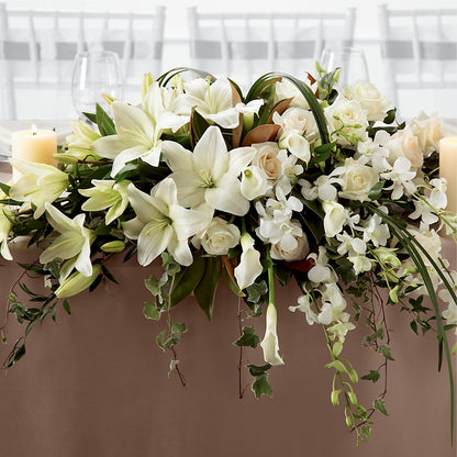White Linen Arrangement –  Oliverios Florist, Bridgeport WV